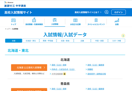 47都道府県別の公立高校「入試情報／入試データ」