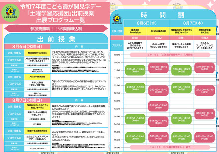 令和7年度こども霞が関見学デー「土曜学習応援団」出前授業出展プログラム一覧