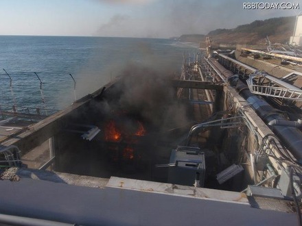 福島第一原発、流出路の火災 福島第一原発、流出路の火災