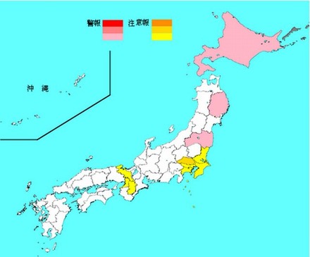 インフルエンザ流行レベルマップ