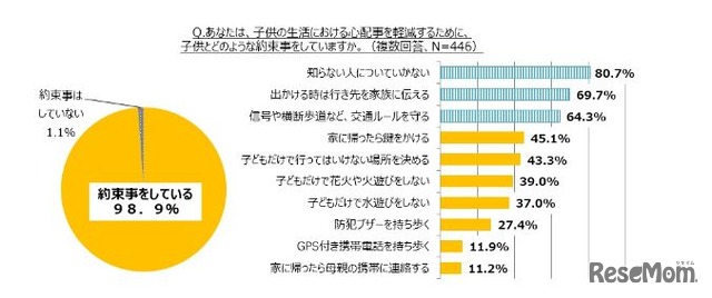 「子どもの生活における心配事を軽減するために、子どもとどのような約束事をしていますか」