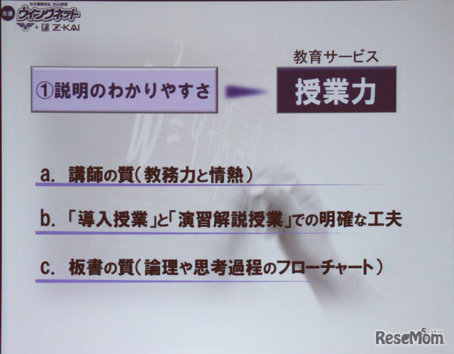 教育サービスにおいて生徒の満足度は説明のわかりやすさから