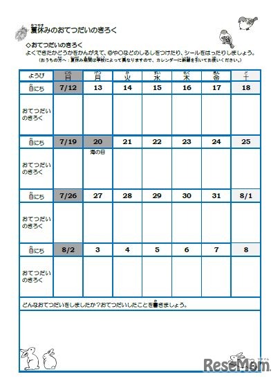 おてつだいの記録