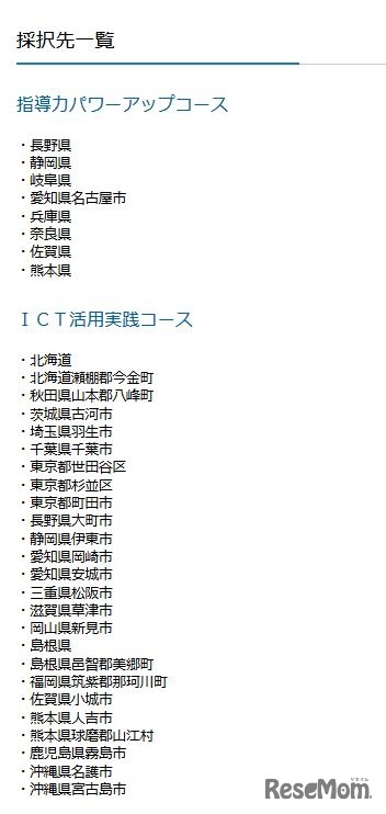 ICTを活用した教育推進自治体応援事業の採択先