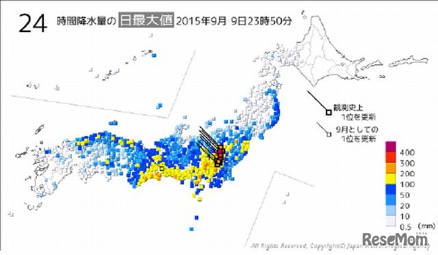 24時間降水量の日最大値