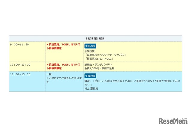 スケジュール（11月15日）