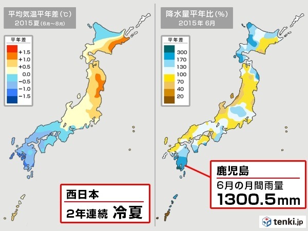2015年の天気を表す漢字「変」と「雨」