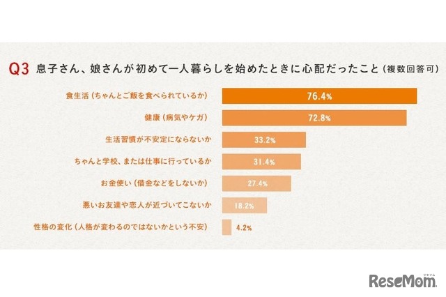 子どもが初めて一人暮らしを始めたときに心配だったこと