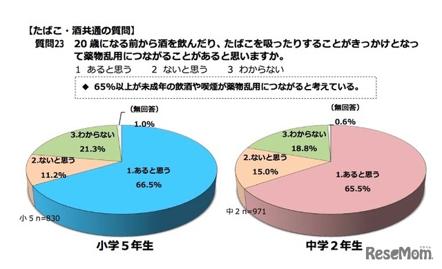 20歳になる前からの喫煙・飲酒がきっかけとなって薬物乱用につながることはあると思うか