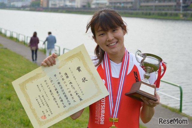 立教英国学院卒業生の山本茉友さん（現・一橋大学法学部在籍）　大学のボートレース競技でも活躍中だ