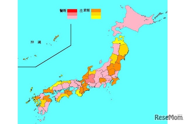 インフルエンザ流行レベルマップ（第2週）