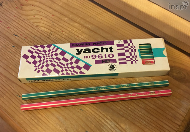 文房具を売り始めるきっかけになった「yacht」鉛筆。今はみかけることがないレトロでおしゃれな鉛筆。