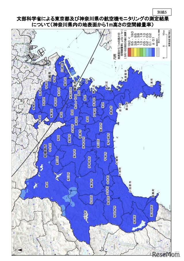 神奈川県内の地表面から1m高さの空間線量率