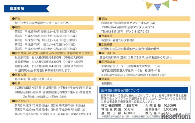 募集要項　国際交流事業英語キャンプ「e-Camp（イーキャンプ）」