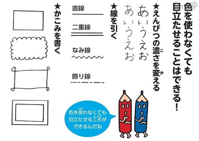 色を使わなくても、重要な部分を目立たせる方法はあります!