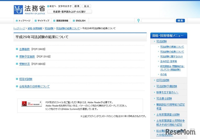 法務省　平成29年司法試験の結果について