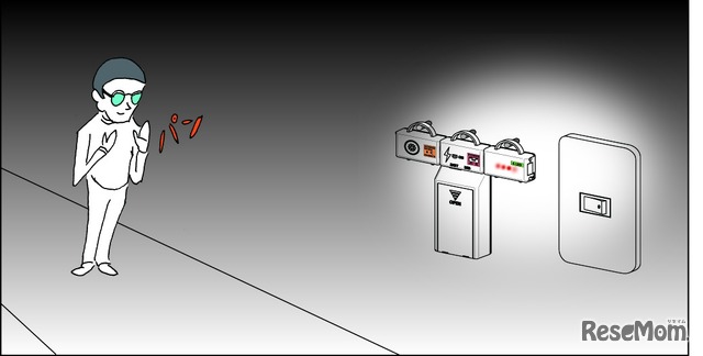 仕様例：手を叩くとLEDが光り、暗がりでスイッチの場所を教える