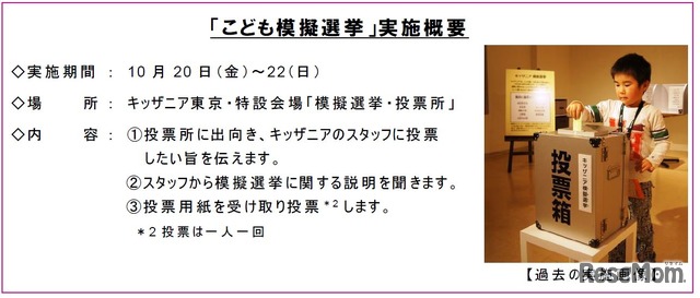 キッザニア「こども模擬選挙」実施概要（キッザニア東京）