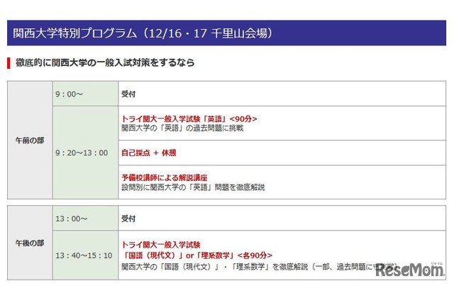 関西大学特別プログラム（大阪会場）