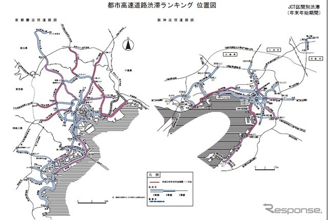 都市高速の渋滞ランキング