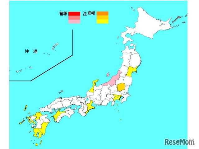 第48週のインフルエンザ流行レベルマップ