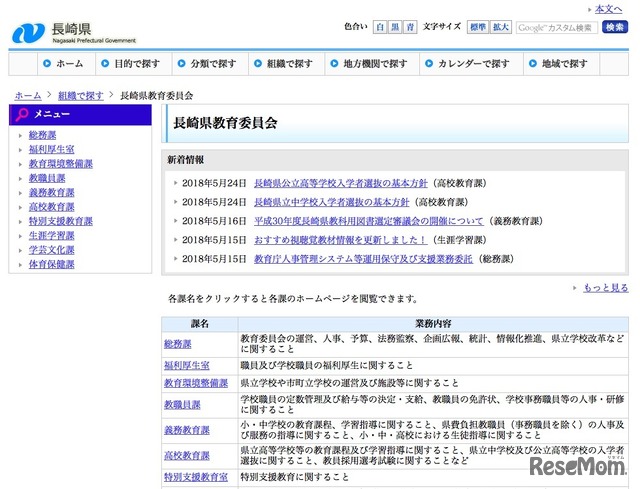 長崎県教育委員会「長崎県公立高等学校入学者選抜」