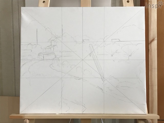 「円通寺遠望　清瀬市下宿」製作過程。