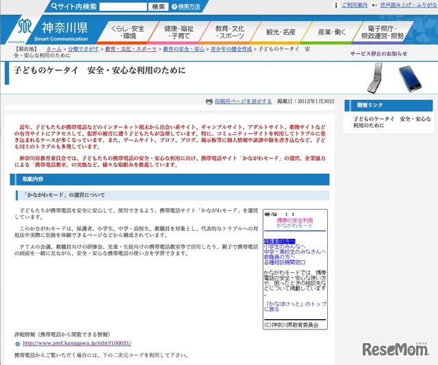 子どものケータイ　安全・安心な利用のために