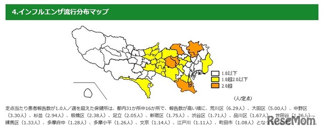 インフルエンザ流行分布マップ