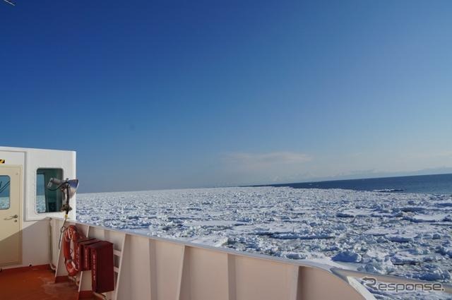 北海道網走の流氷船 オーロラ号 が3月31日まで運行中（撮影日：1月25日）