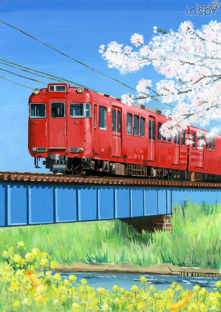 キャンパスアートアワード2018グランプリ作品「赤い電車の春」