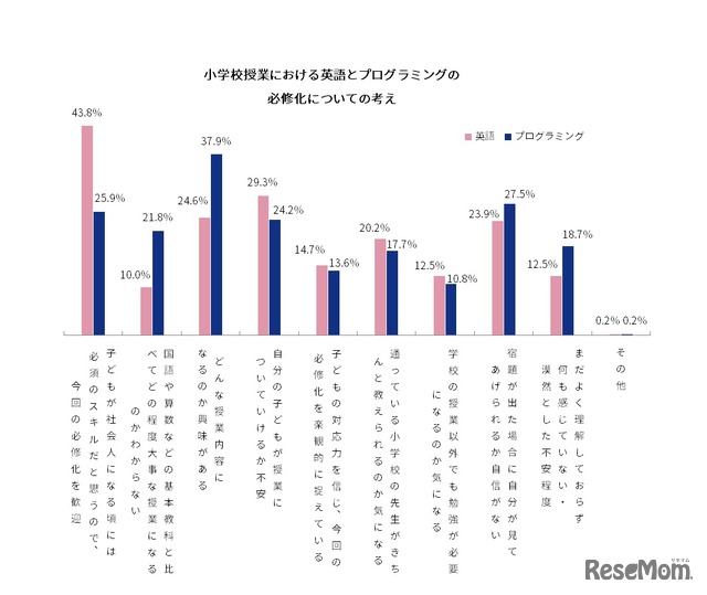 小学校授業における英語とプログラミングの必修化についての考え