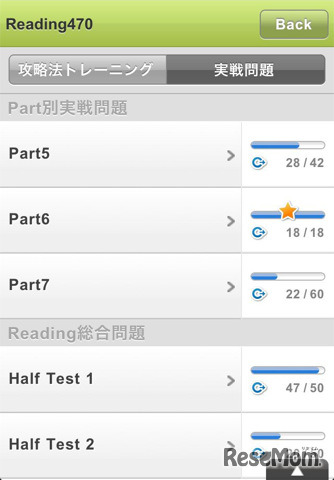 iPhone・iPod Touch、TOEIC(R)TEST 全PARTトレーニング」内追加アドオン