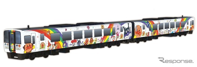 リニューアルされる2両編成の「宇和海アンパンマン列車」。