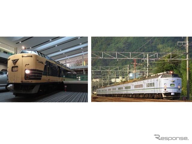 クハネ581形は日本初の寝台電車として1967年に登場した581系特急形電車の先頭車で、JR時代は大阪～新潟間の急行『きたぐに』でおもに運用。ラッピングイメージとなる右の「シュプール＆リゾート色」は、アコモ改良に伴ない1992年に登場したものだが、1997年にJR西日本の標準色に変わったので、見ることができたのは5年程度と短かった。