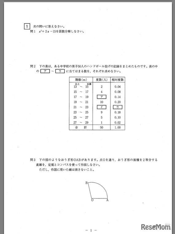 公立高校入試問題