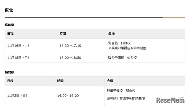 法政大学入試制度説明会（東北）