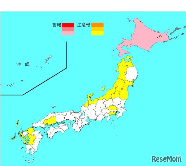 インフルエンザ流行レベルマップ（第47週）