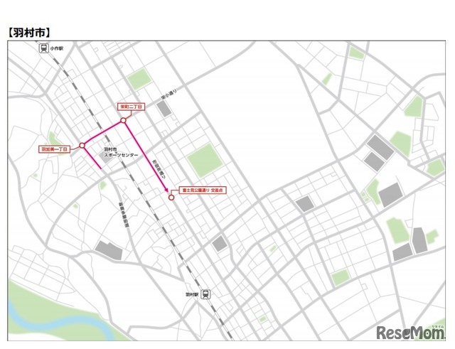 東京2020オリンピック聖火リレー リハーサルルート図（羽村市）