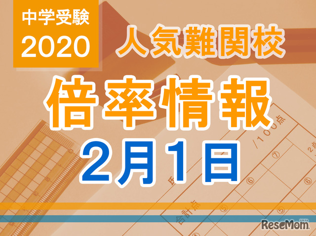 【中学受験2020】人気難関校倍率情報（2/1版）4塾偏差値情報