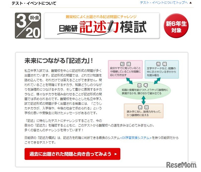 日能研「記述力模試」