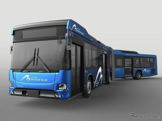 横浜市に納入した大型路線ハイブリッド連節バス、日野ブルーリボン・ハイブリッド連節バス