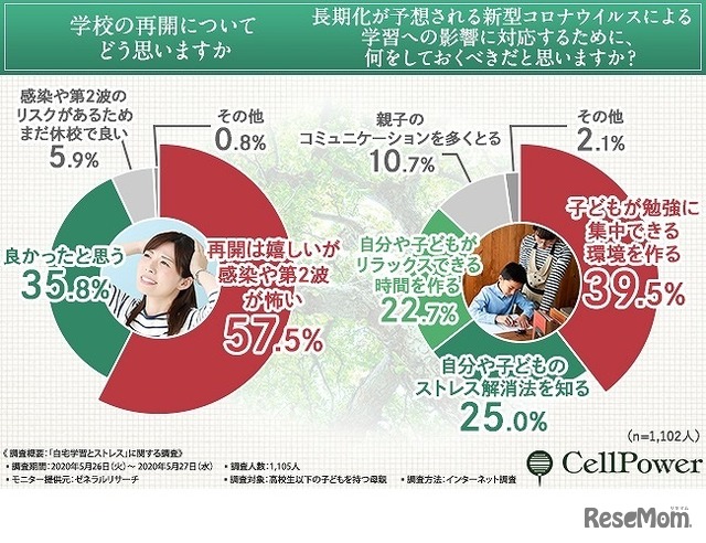 学校の再開についてどう思うか／新型コロナウイルスによる学習への影響に対応するために何をしておくべきか