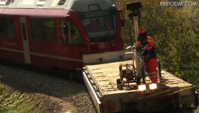 登山鉄道での撮影の様子