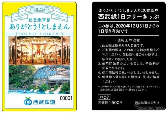 西武線1日フリーきっぷとなる切符部分。