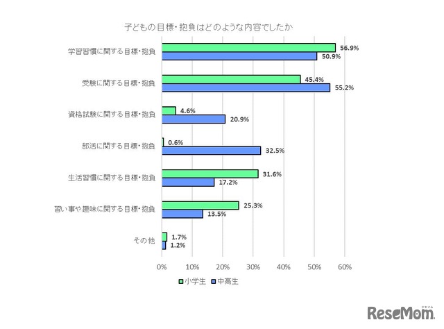 子どもの目標・抱負の内容