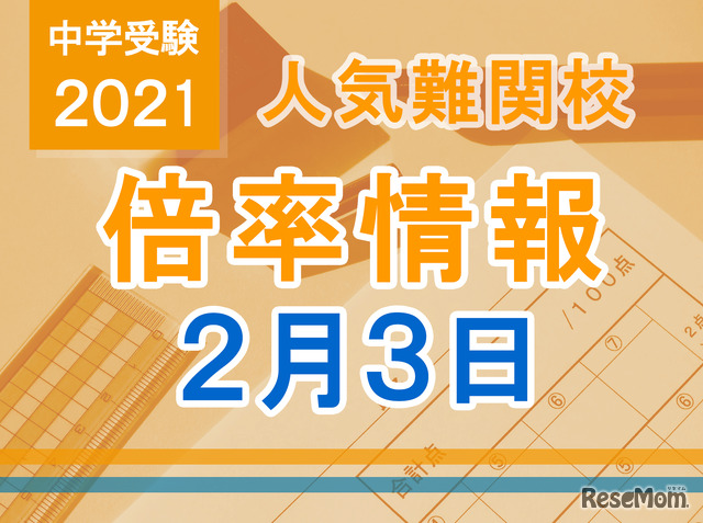 【中学受験2021】人気難関校倍率情報（2/3版）4塾偏差値情報