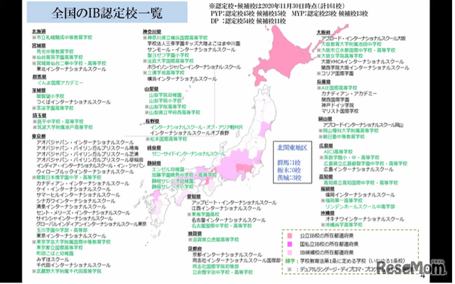 全国のIB認定校