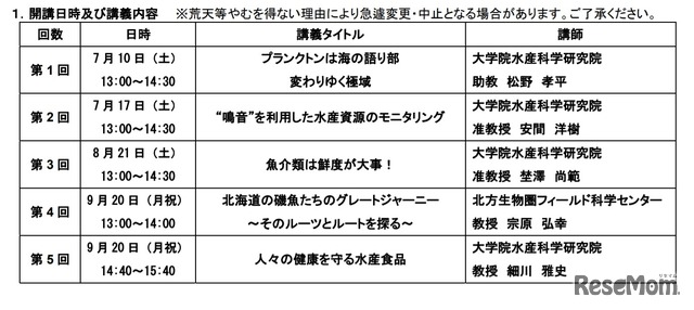 開講日時および講義内容