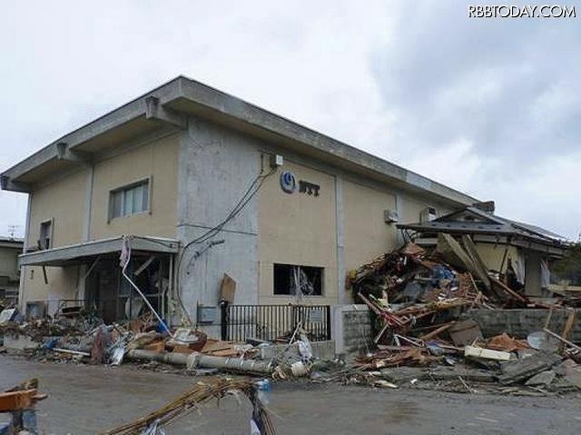 NTT東日本が18日に発表した、岩手県通信ビルの被害状況